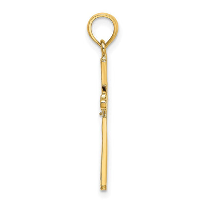 14k Yellow Gold Polished  X Center Cross Charm Pendant for Women