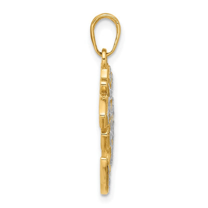 14k Yellow Gold and White Rhodium Diamond-Cut Om Pendant for Women