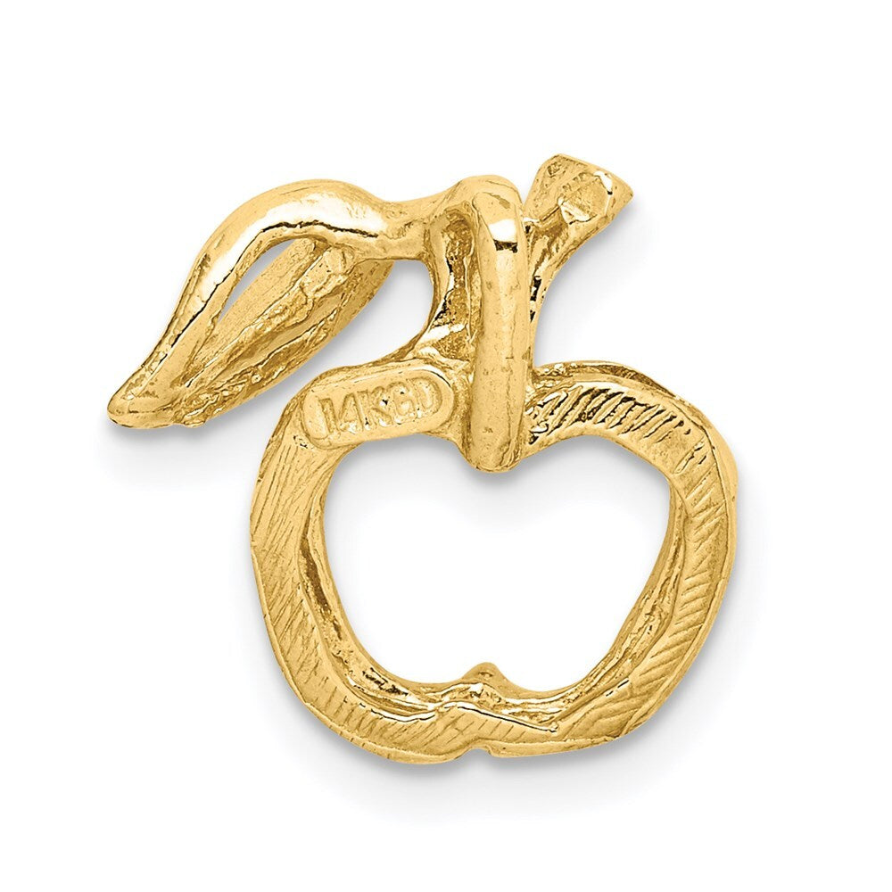 14k Yellow Gold Polished Cut-out Apple Chain Slide Pendant for Women