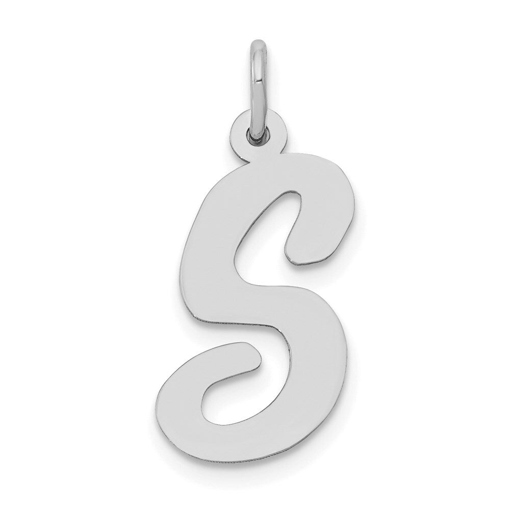 14k White Gold Large Script Letter S Initial Charm Pendant for Women