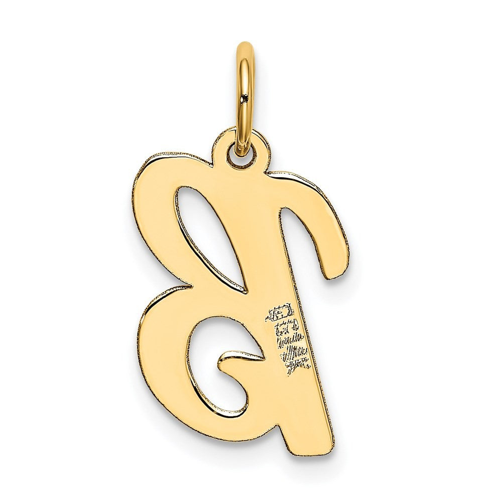 14k Yellow Gold Medium Script Letter B Initial Charm