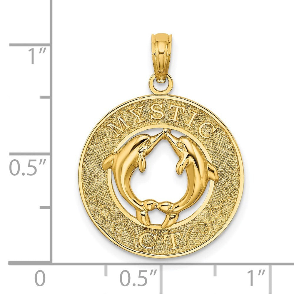 14k Yellow Gold MYSTIC CT Dolphins Charm Pendant for Women