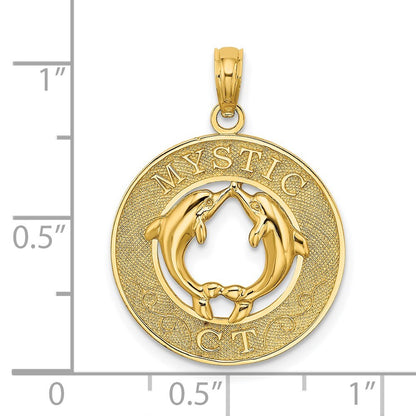 14k Yellow Gold MYSTIC CT Dolphins Charm Pendant for Women