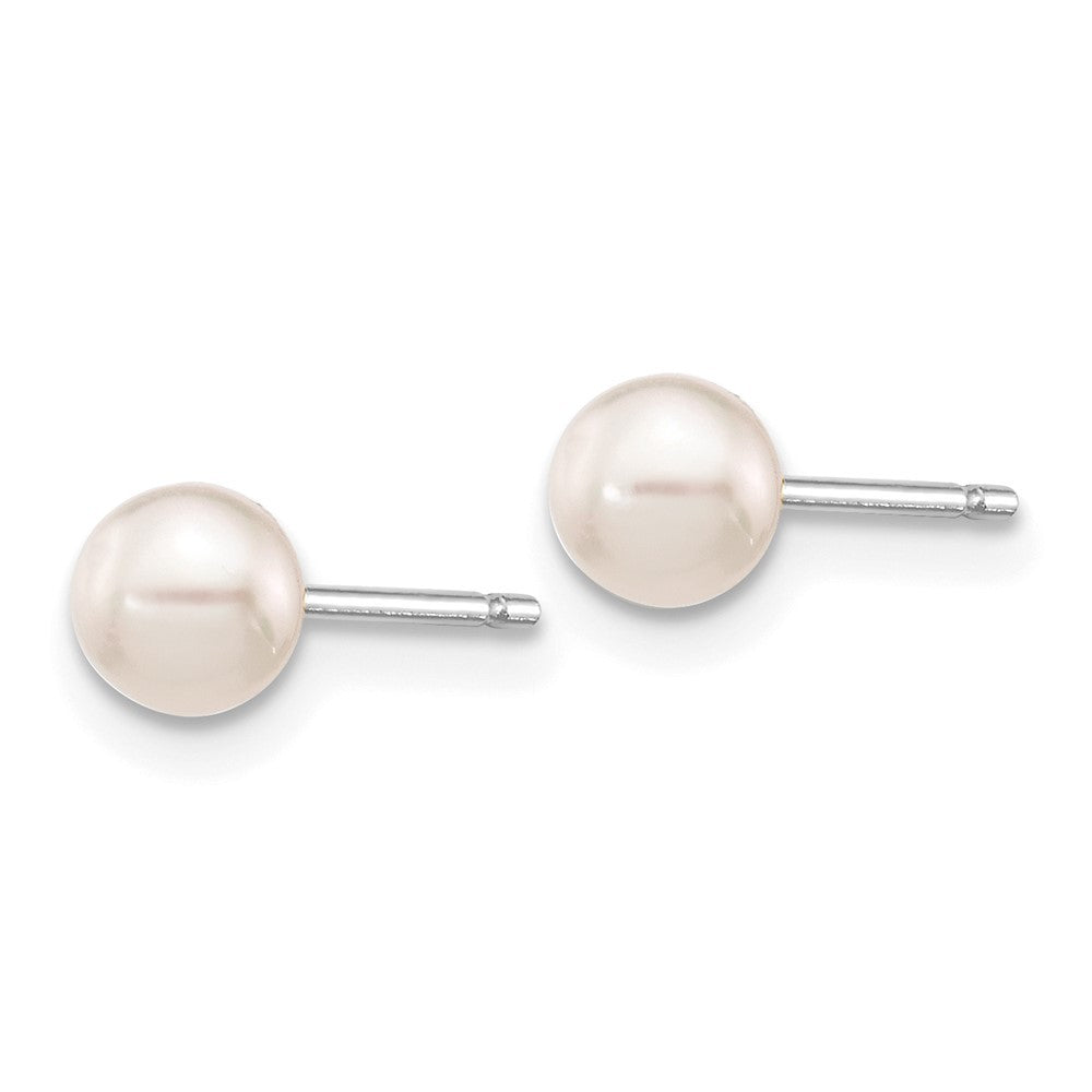 14k White Gold 4-5mm White Round Akoya Saltwater Cultured Pearl Earrings