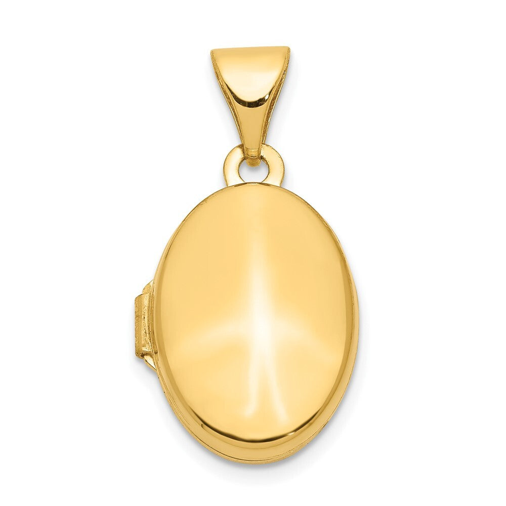 14k Yellow Gold Plain Polished Oval Locket Pendant for Women