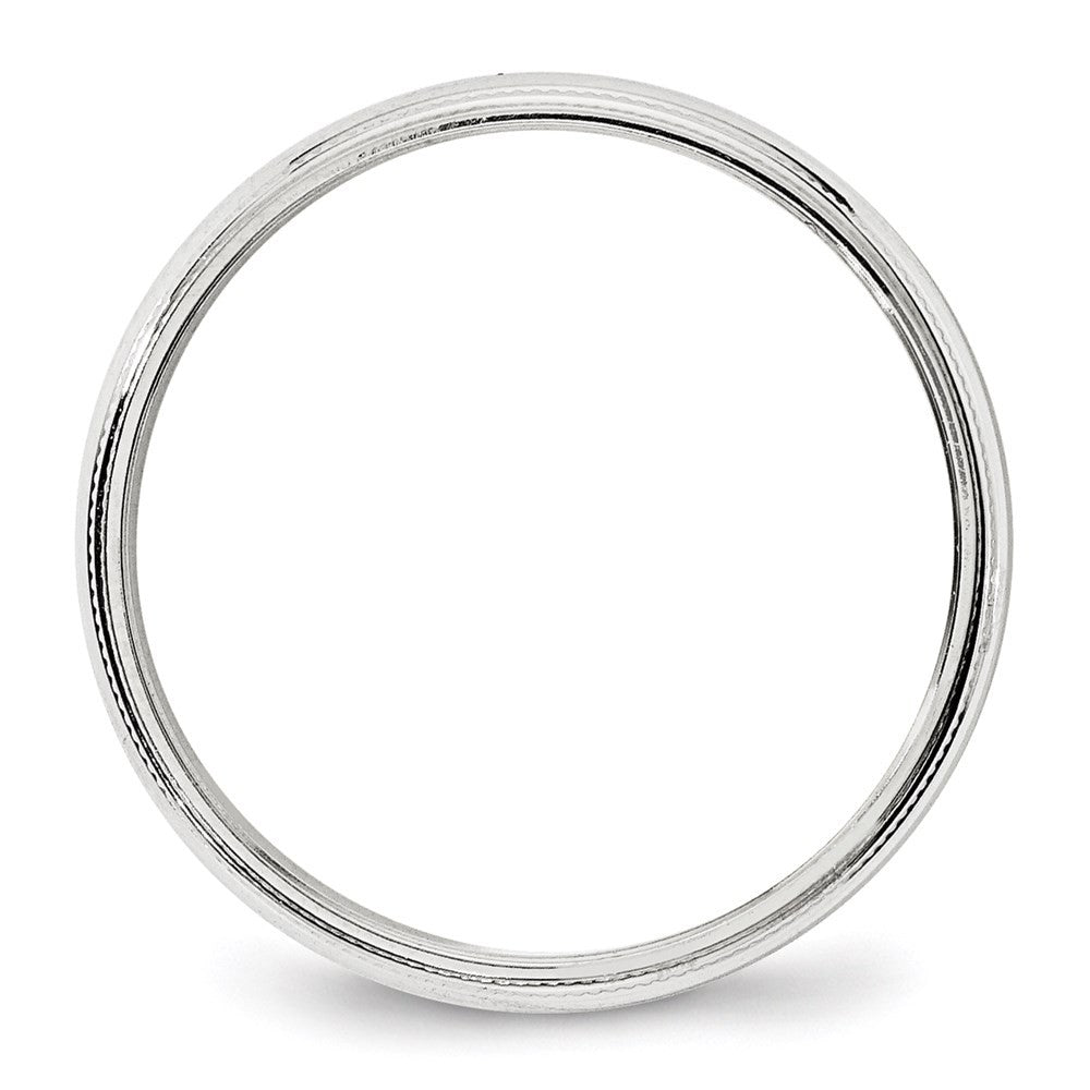 14k White Gold 4mm Milgrain Half Round Wedding Band Ring Size 5.5