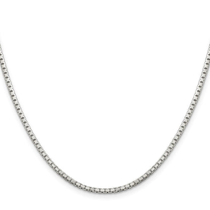 Sterling Silver 2mm 8 Sided Diamond-cut Box Chain Necklace
