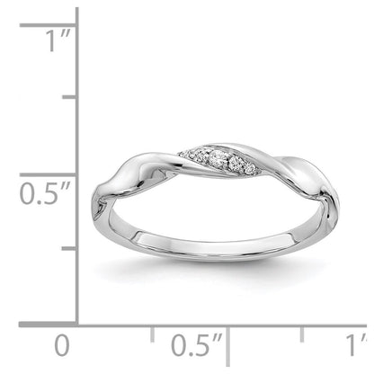 14k White Gold Diamond Fancy Twist Ring Size 7