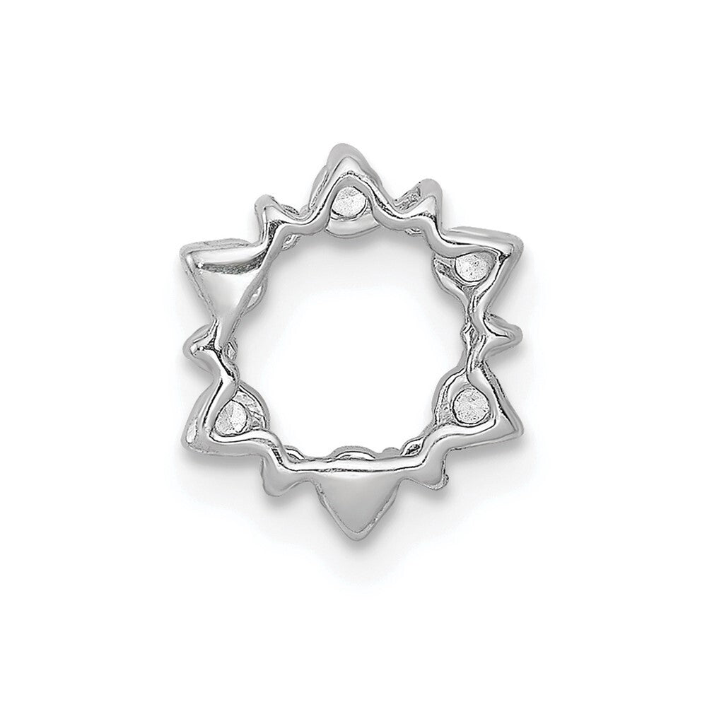 14k White Gold Diamond Fancy Circle Chain Slide Pendant for Women