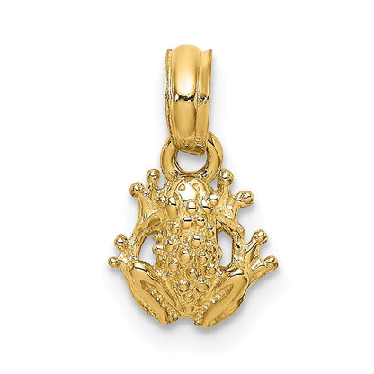 14k Yellow Gold 2-D Textured Miniature Frog Charm