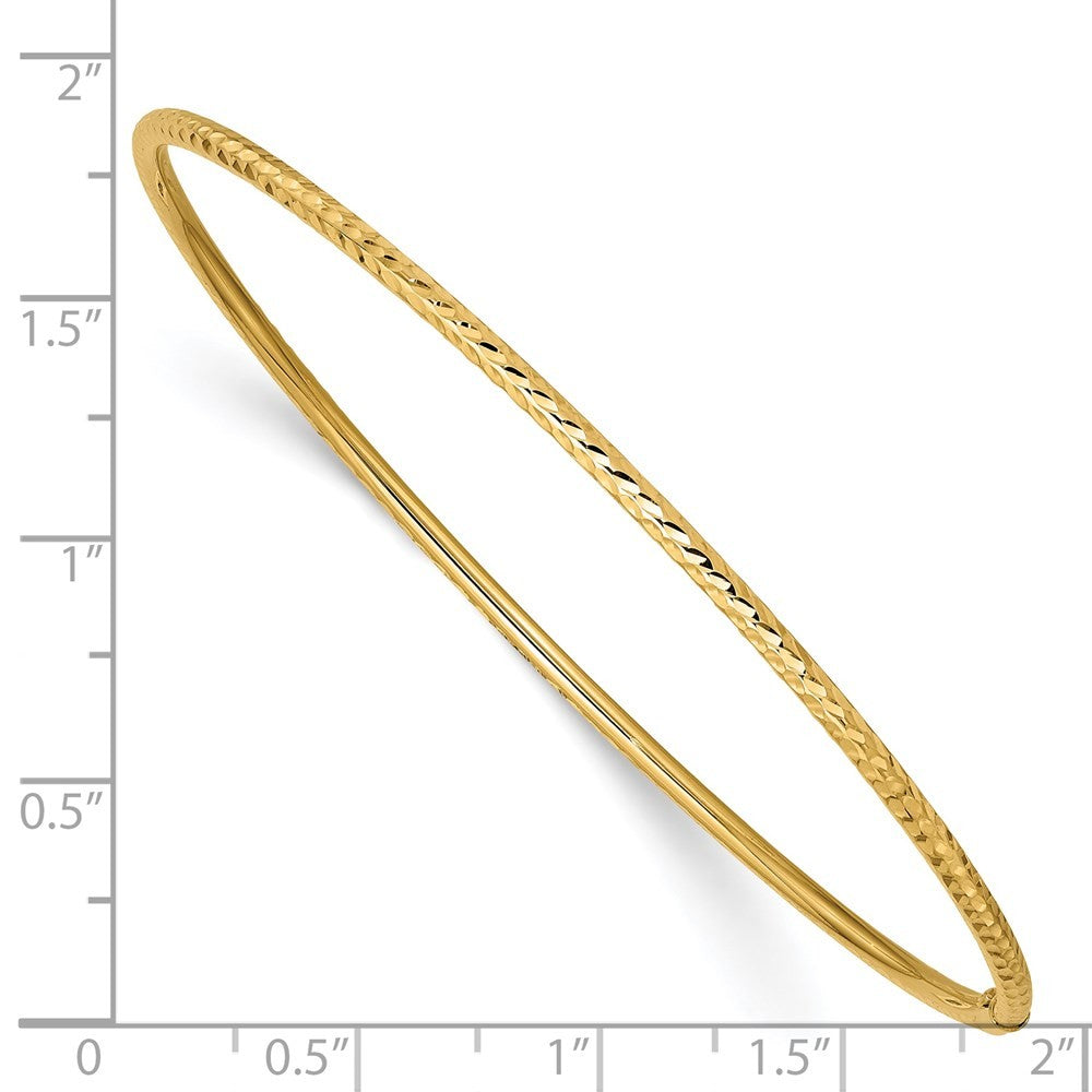 14k Yellow Gold Polished Diamond-cut Tube 2.00mm Slip-on Round Bangle Bracelet
