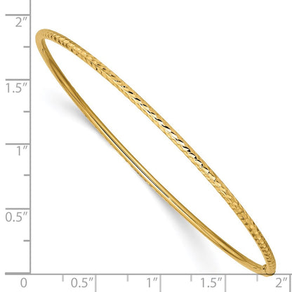 14k Yellow Gold Polished Diamond-cut Tube 2.00mm Slip-on Round Bangle Bracelet