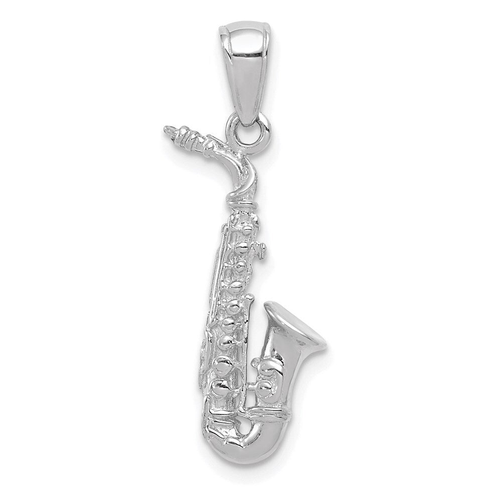 14k White Gold 3-D Saxophone Pendant for Women
