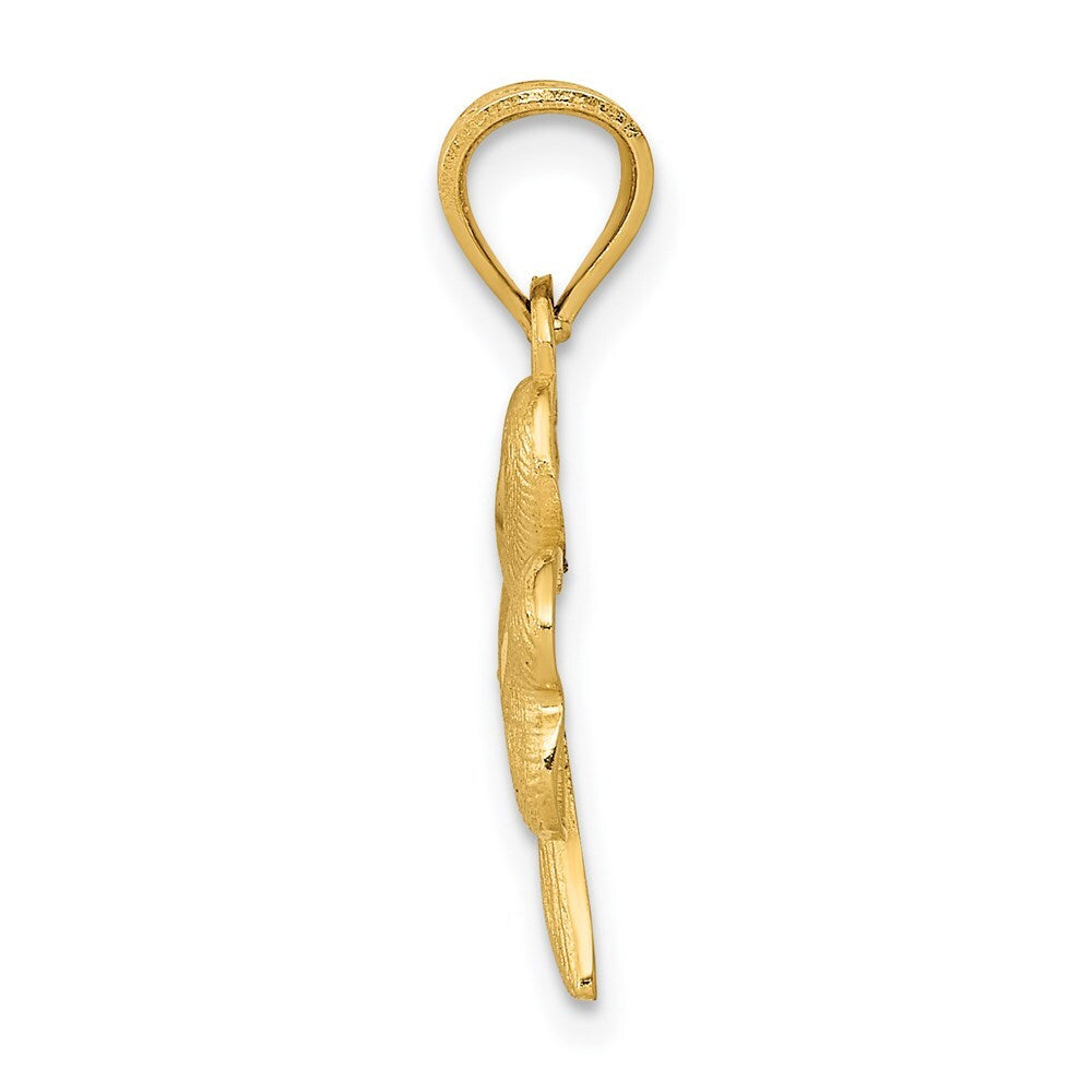 14k Yellow Gold Shamrock Charm Pendant for Women
