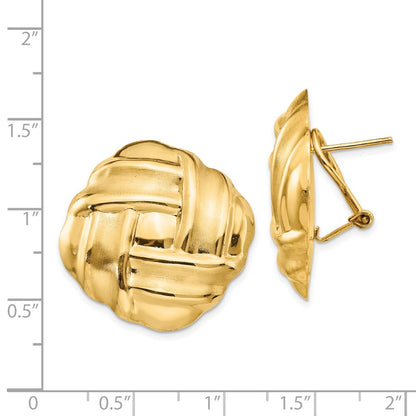 14k Yellow Gold Polished & Satin Omega Back Stud Earrings