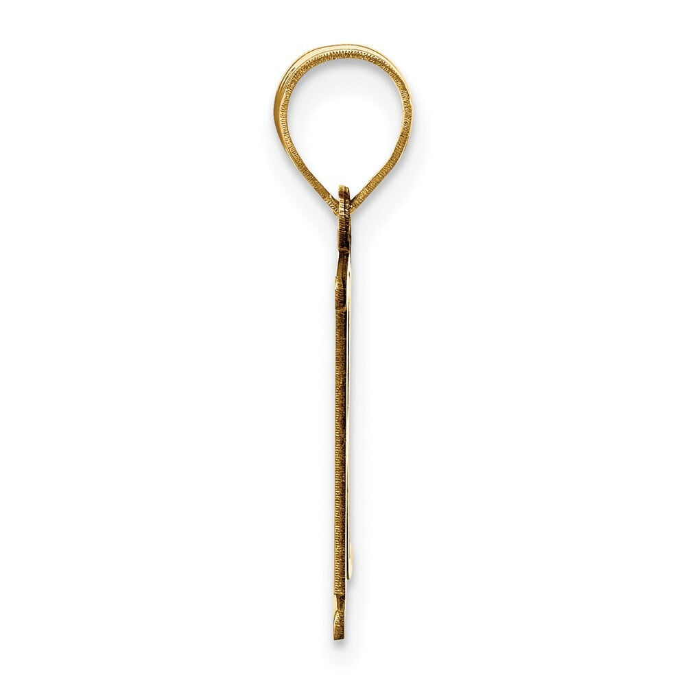 14k Yellow Gold Polished Etched Letter R Initial Pendant for Women