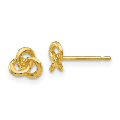 14k Yellow Gold Polished Trinity Knot Stud Earrings