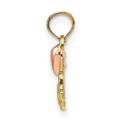 14k Two-tone MOM with Heart Pendant