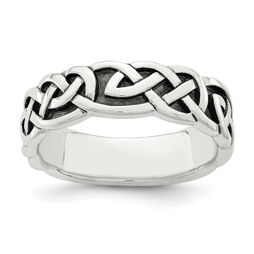Sterling Silver Antiqued Celtic Knot Band Ring