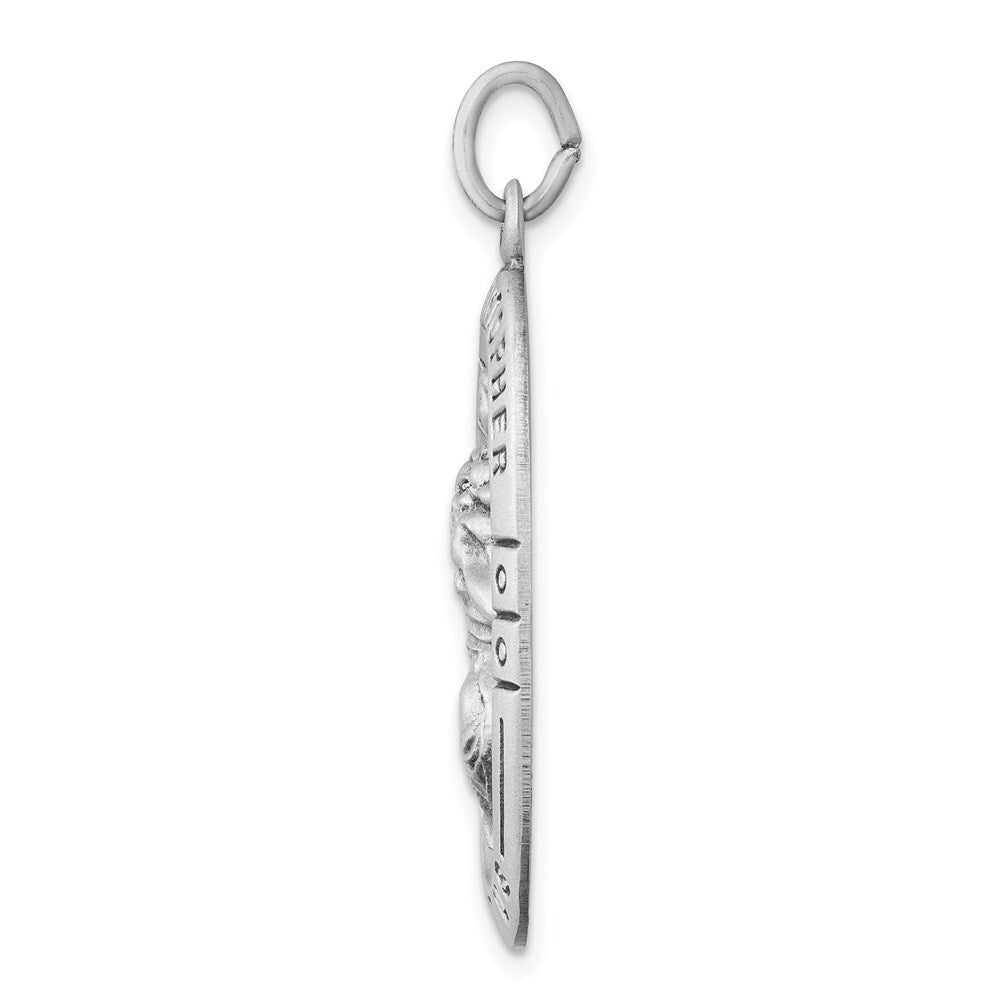 Sterling Silver Antiqued St. Christopher Medal Pendant
