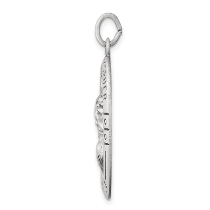 Sterling Silver Antiqued St. Christopher Medal Pendant
