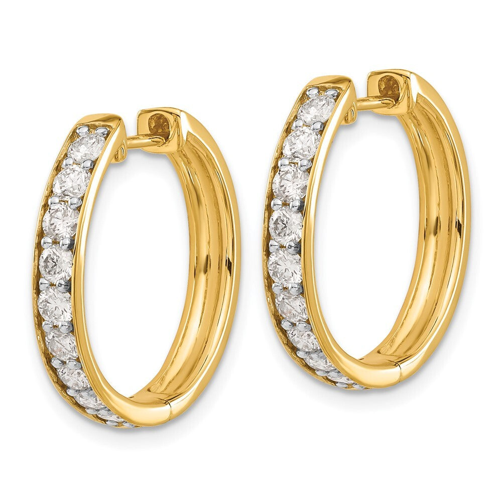 14k Yellow Gold Diamond Hinged Hoop Earrings