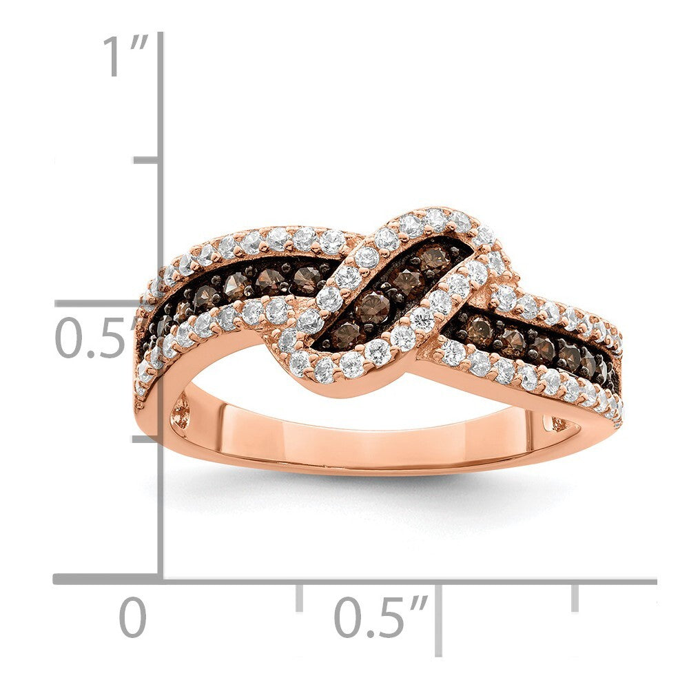 Sterling Silver Rose-tone Black Rhodium-plated CZ Fancy Ring Size 6