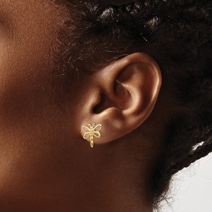 14k Yellow Gold Madi K Dragonfly Post Earrings