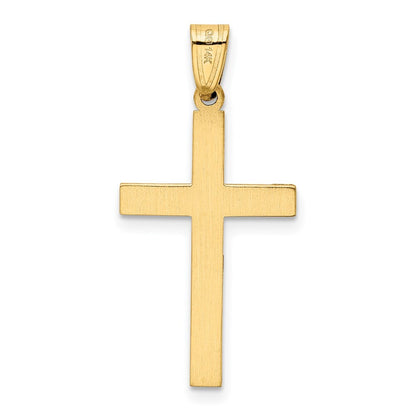 14k Yellow Gold Solid Laser Etched Cross Pendant for Women