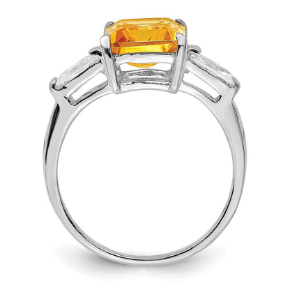 Sterling Silver Rhodium Citrine ring Size 7