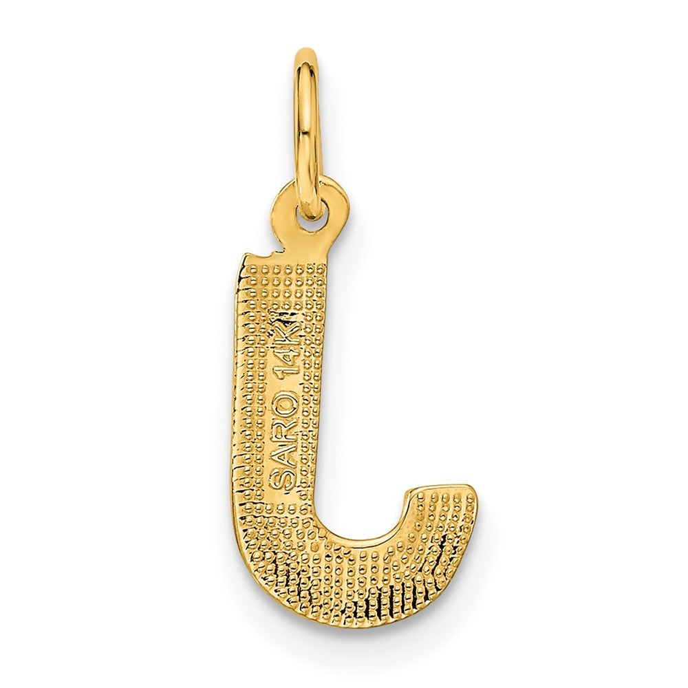 14k Yellow Gold Satin Diamond-cut Letter J Initial Charm Pendant