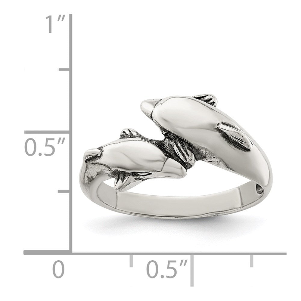Sterling Silver Dolphin Ring Size 8