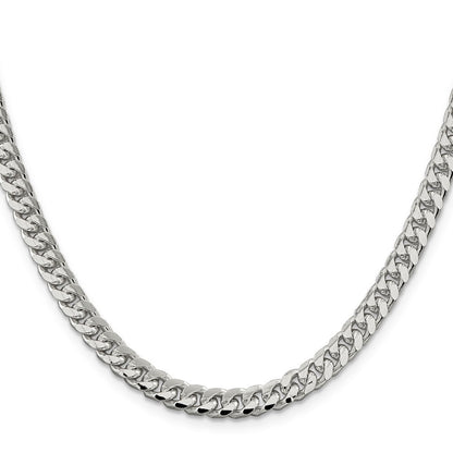 Sterling Silver 6mm Domed Side Diamond-cut Curb Chain