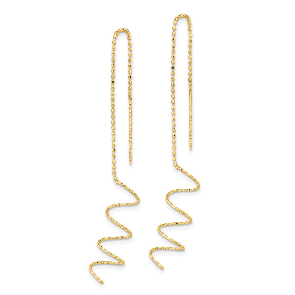 14k Yellow Gold Polished Diamond-cut Spiral Threader Earrings