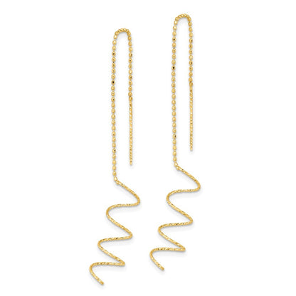 14k Yellow Gold Polished Diamond-cut Spiral Threader Earrings