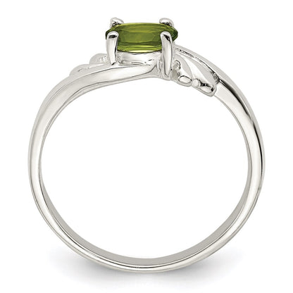 Sterling Silver Lime Green Oval Cubic Zirconia Ring Size 6