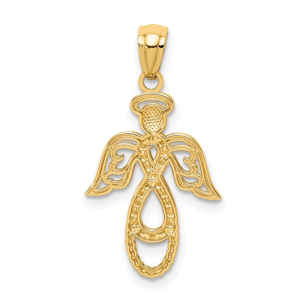 14k Yellow Gold Rhodium Infinity Angel Pendant for Women