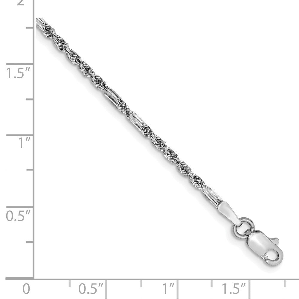 14k White Gold 1.8mm Diamond-Cut Milano Rope Chain Bracelet