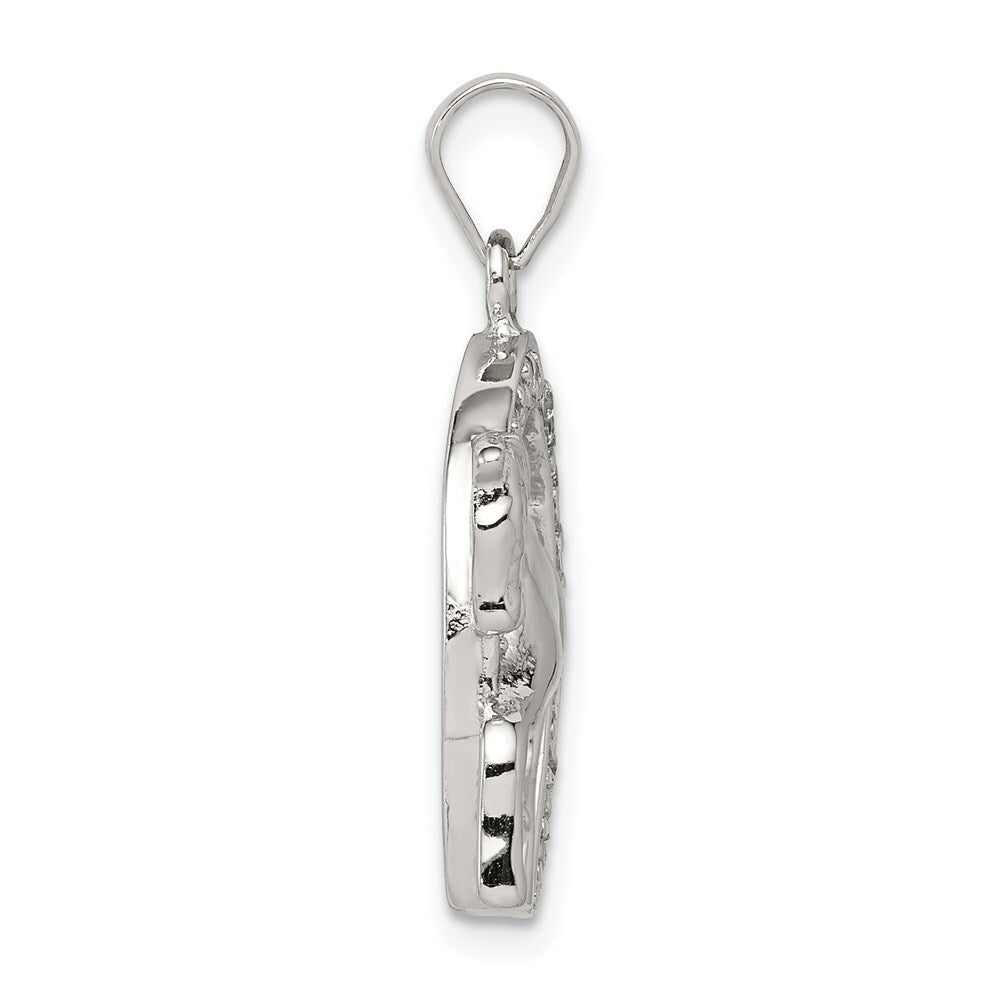 Sterling Silver Rhodium-plated Horse & Horseshoe Cubic Zirconia Pendant