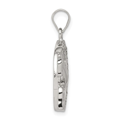 Sterling Silver Rhodium-plated Horse & Horseshoe Cubic Zirconia Pendant