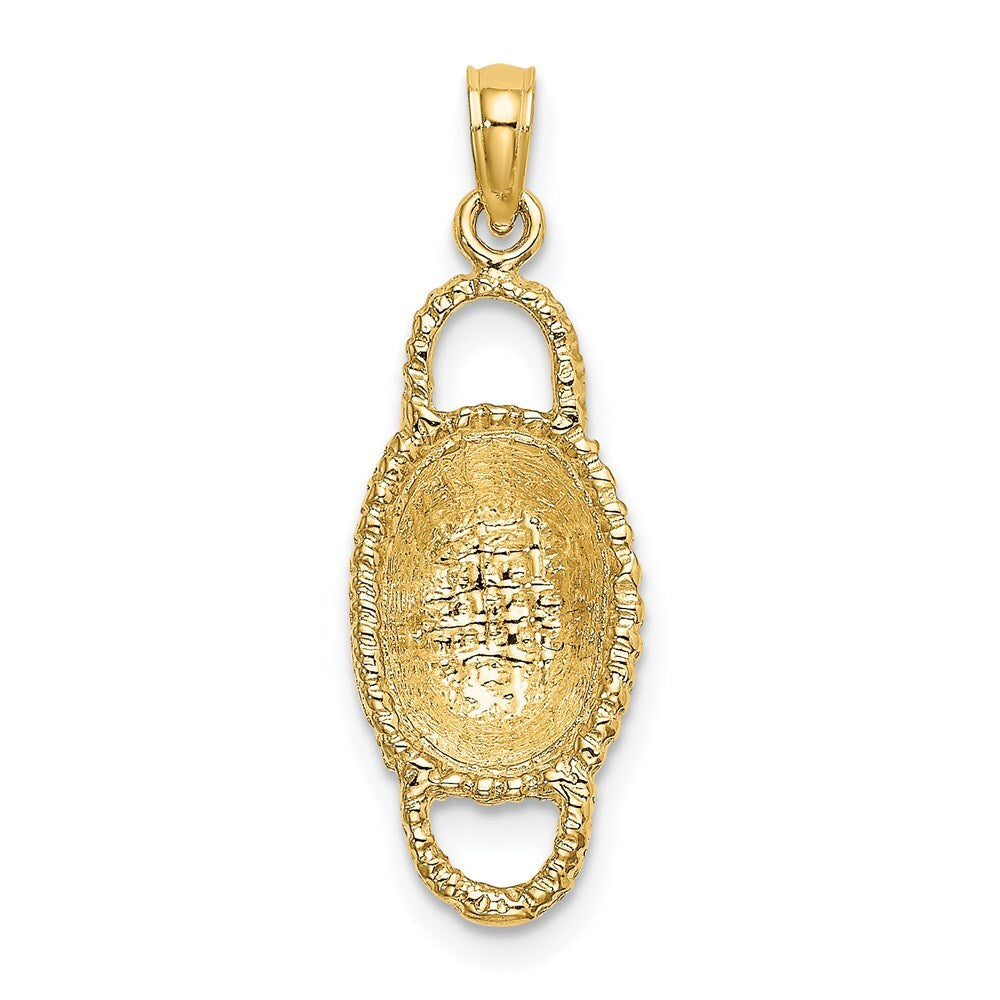 14k Yellow Gold 3-D 2 Handles Oval Basket Charm Pendant for Women