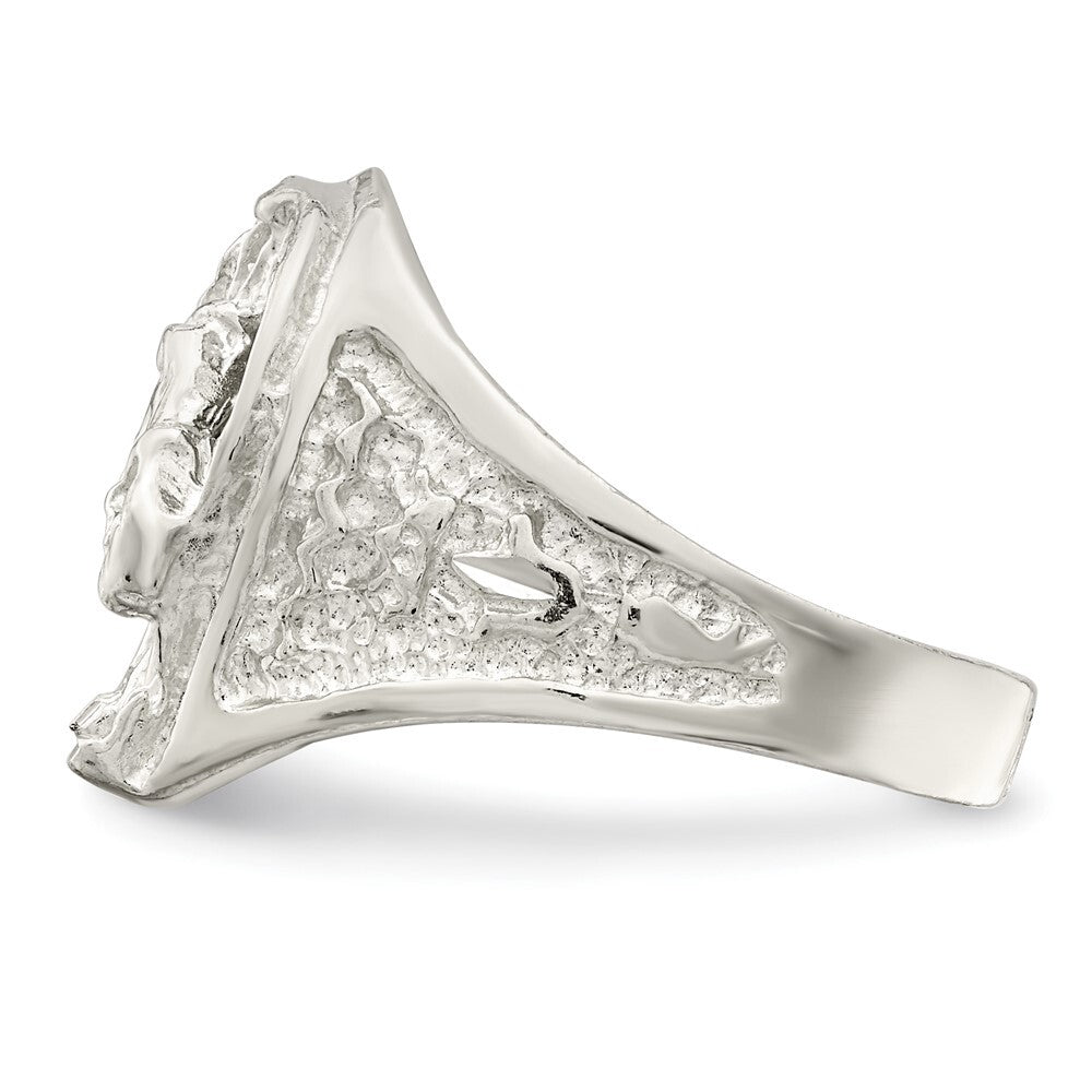 Sterling Silver Horseshoe with Horse Head Ring Size 10