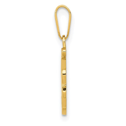 14k Yellow Gold Script Letter F Initial Pendant for Women