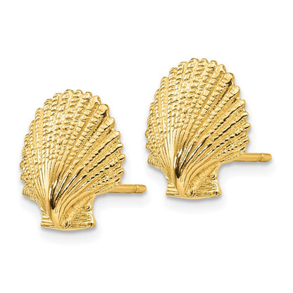 14k Yellow Gold Scallop Shell Stud Earrings