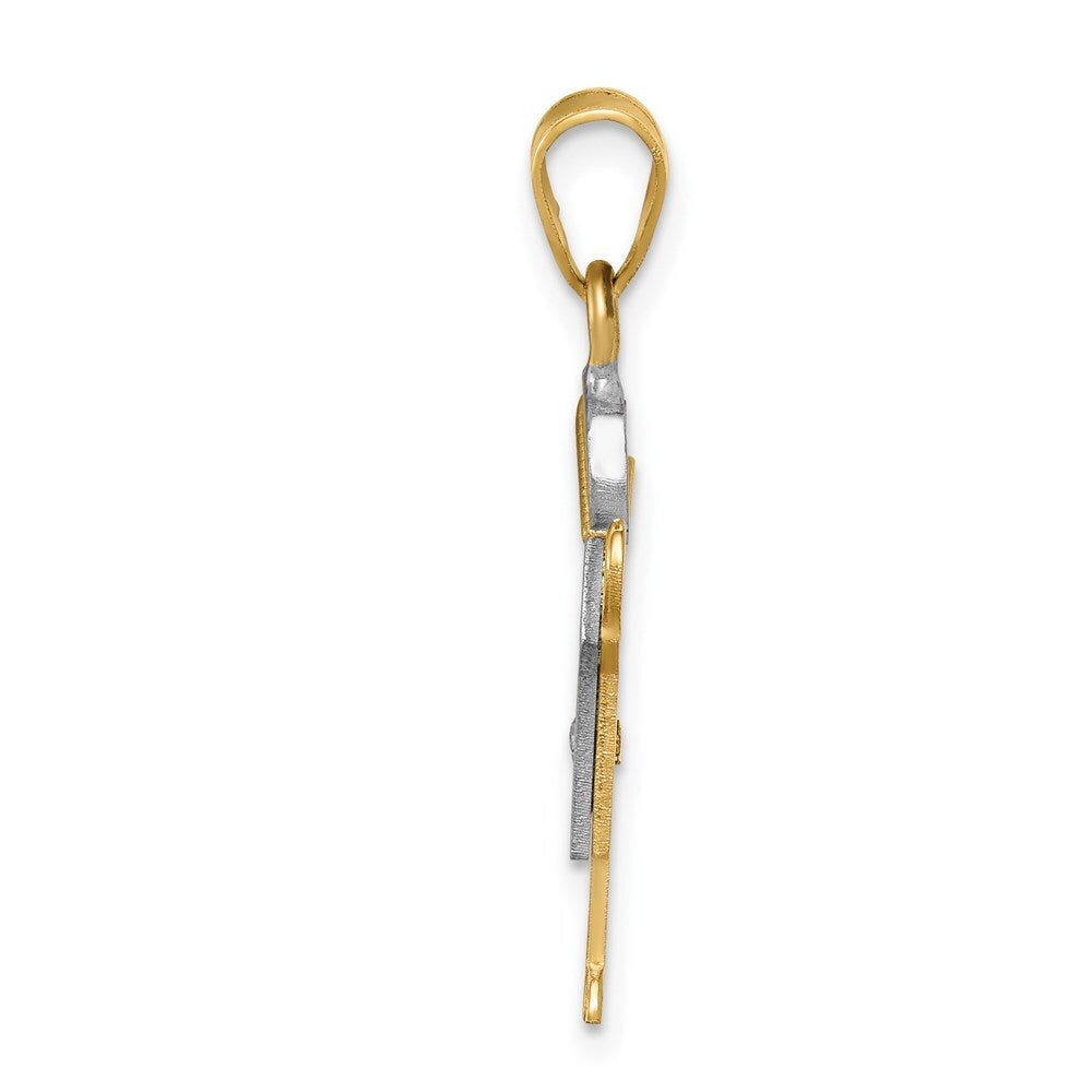 14k Two-tone Gold AA Diamond Kid Pendant for Women