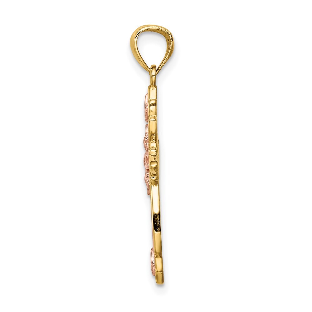 14k Two-tone Gold Cross Pendant for Women