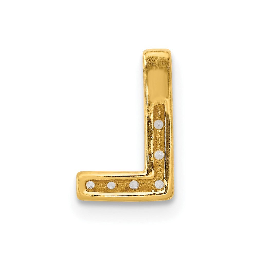 14k Yellow Gold  Diamond Letter L Initial Charm