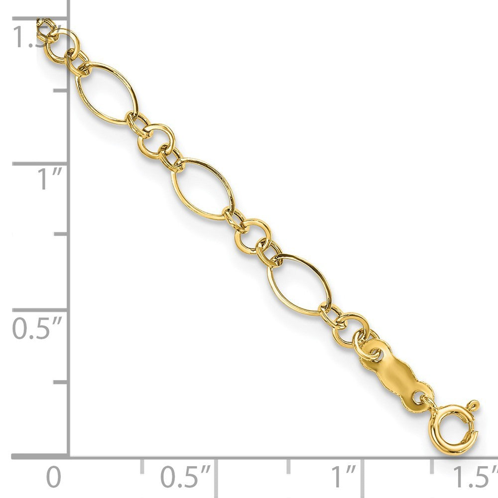 14k Yellow Gold Polished 3mm Fancy Oval and Round Link 7.25 inch Bracelet