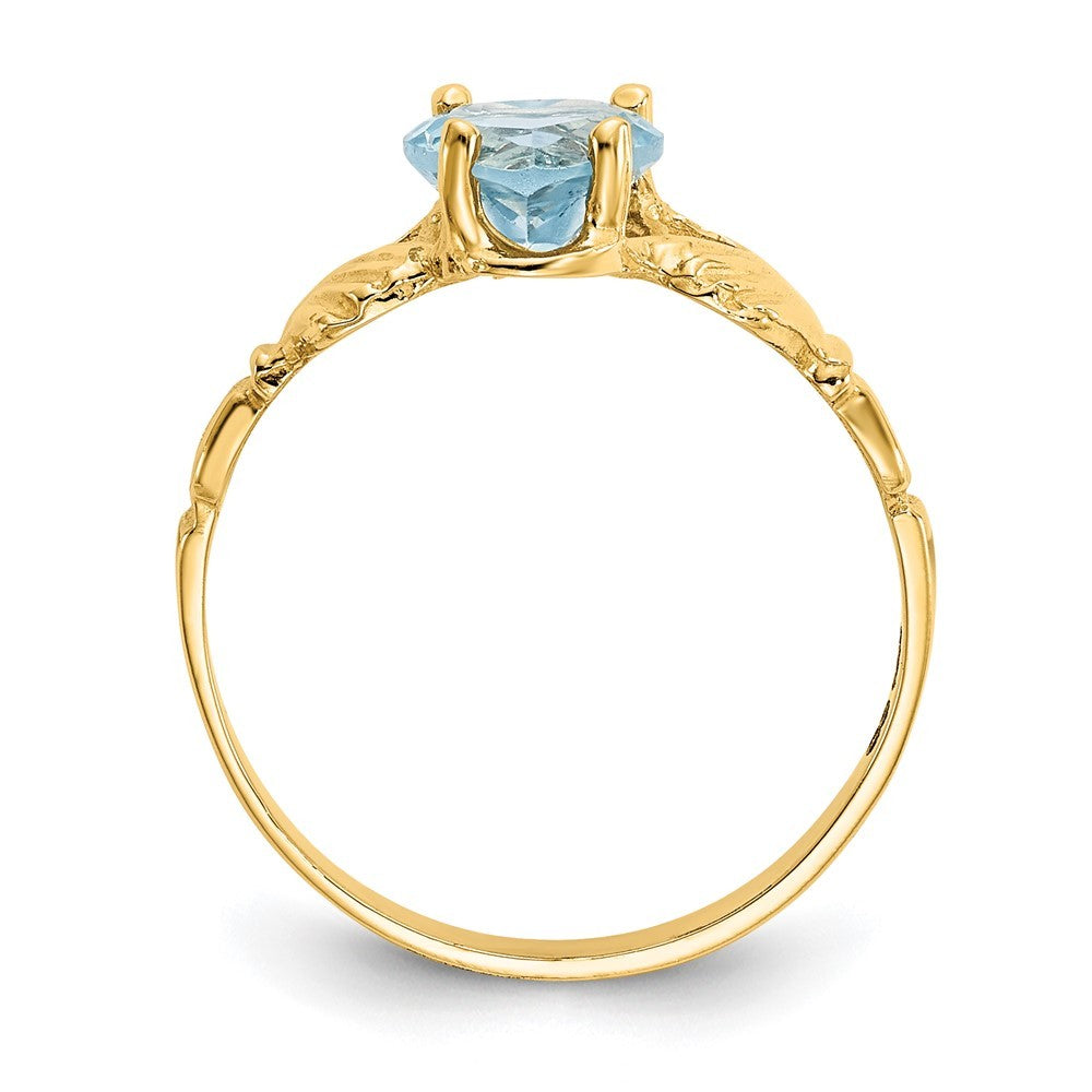 14k Yellow Gold December CZ Birthstone Claddagh Ring
