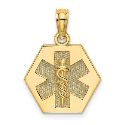 14k Yellow Gold Caduceus Textured Back Medical Charm